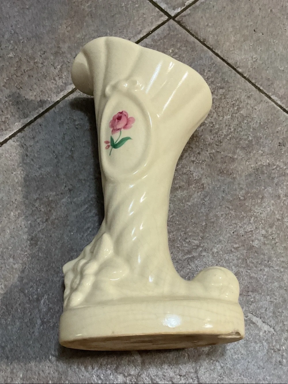 Cream Ceramic Rose Accent Vase - Decorative Home Accent