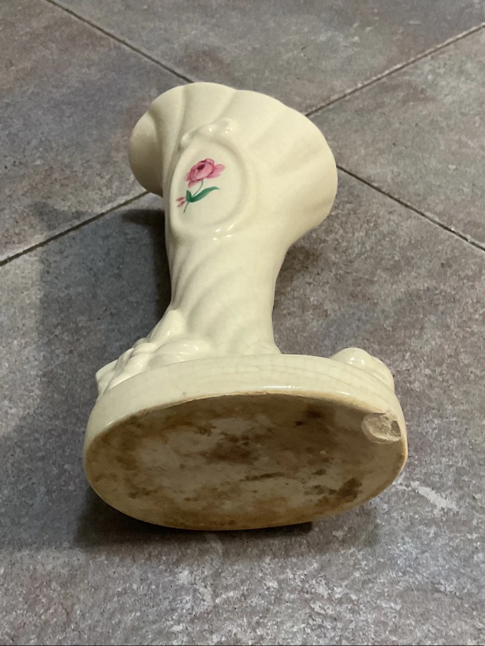 Cream Ceramic Rose Accent Vase - Decorative Home Accent