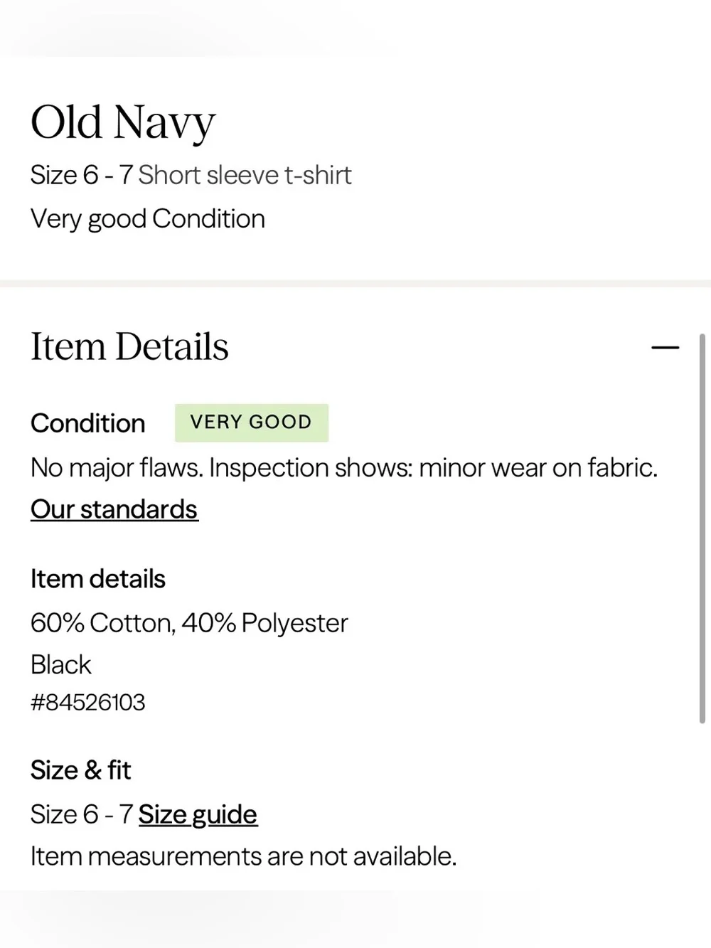 OLD NAVY Classic Black V-Neck Kids T-Shirt S (6-7) Plain