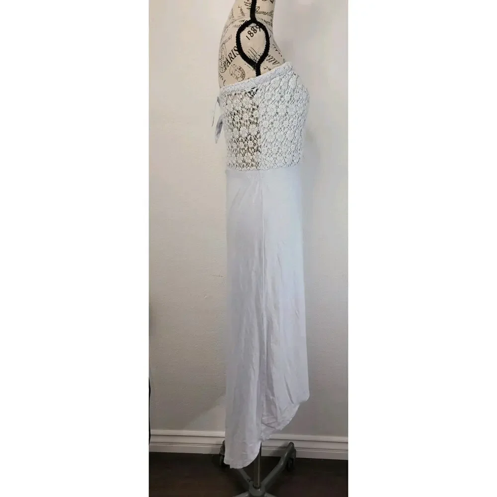 Abercrombie & Fitch Dress XS Asymmetric High Low Crochet Blue Cottage Bohemian
