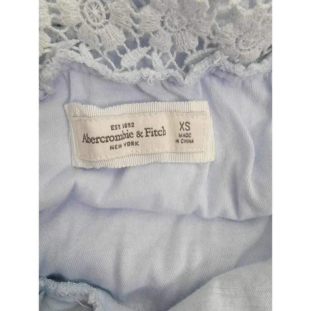 Abercrombie & Fitch Dress XS Asymmetric High Low Crochet Blue Cottage Bohemian