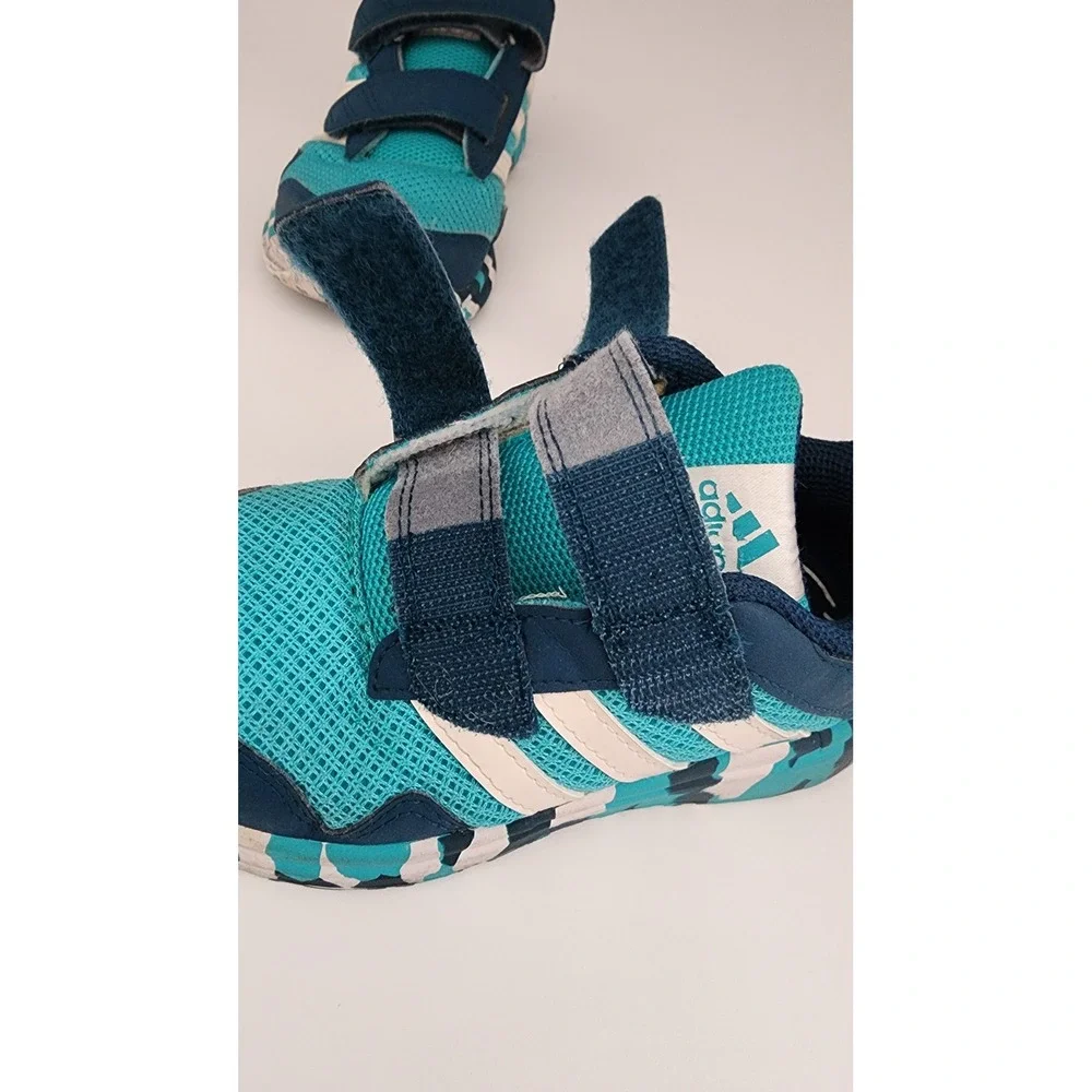 Adidas Alta Run Kids Size 8K Teal Navy Blue Camo Sole Hook Loop AF4356 EUC