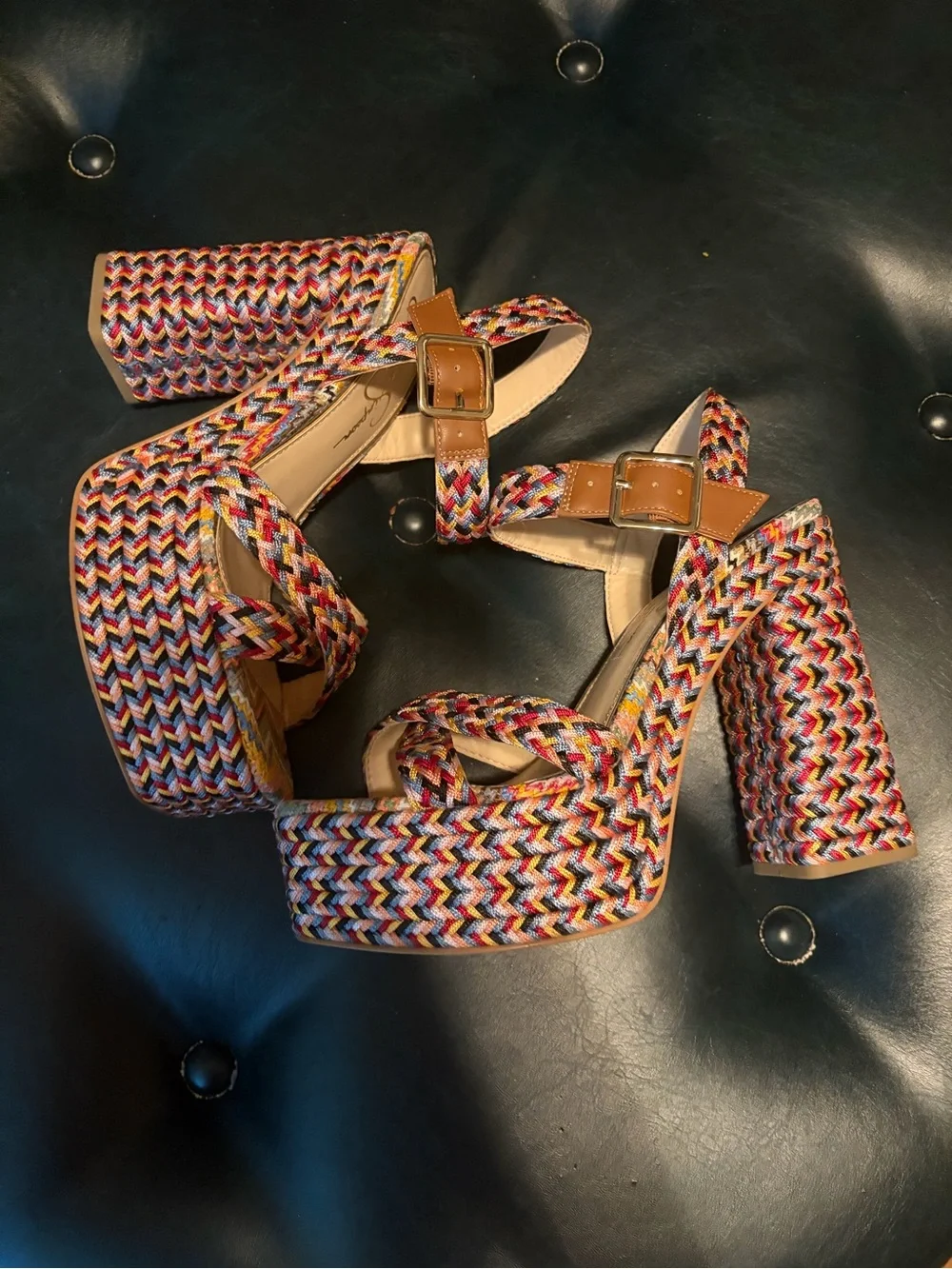 Jessica Simpson Multicolor Braided Platform Heel