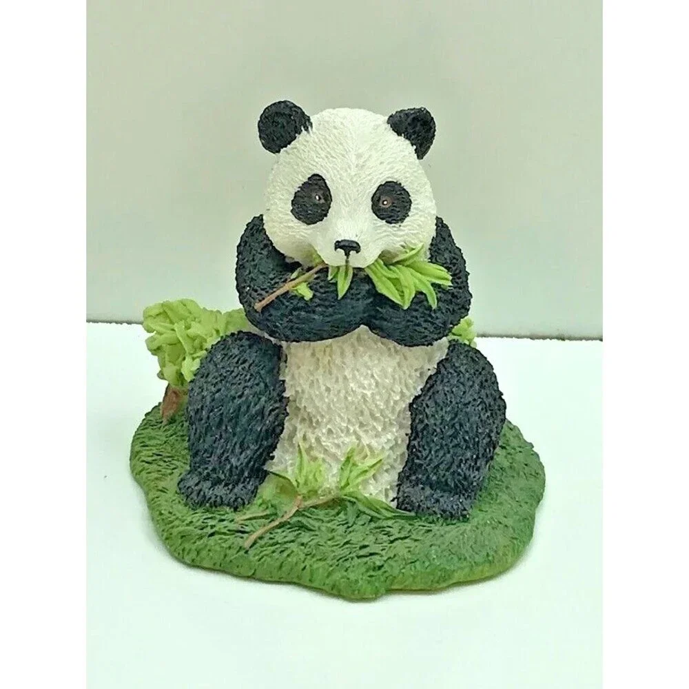 Ceramic World Inc Panda Bear Eating Bamboo Resin Figurine Statue 3.5” Figure