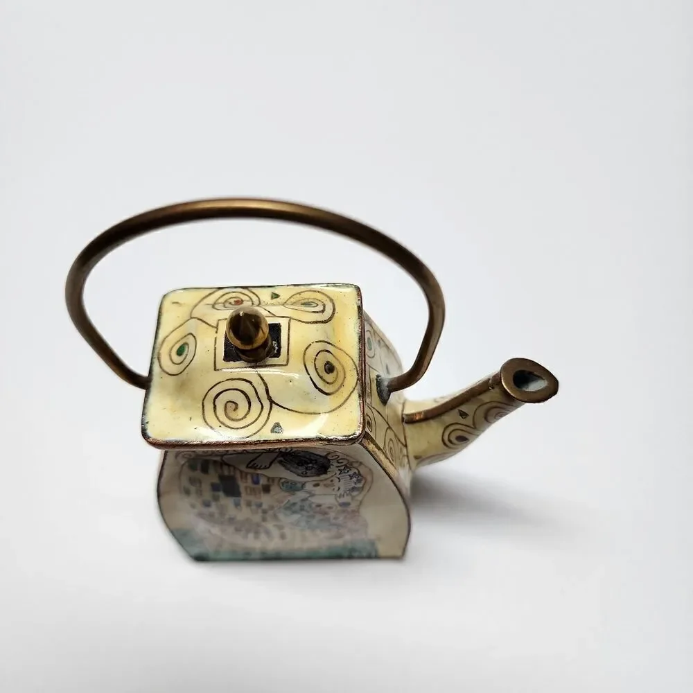 Vintage Enamel on Copper Empress Arts Miniature Teapot
