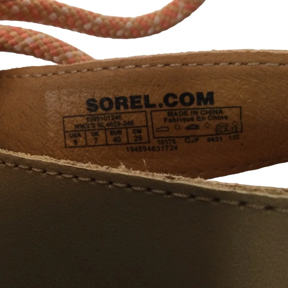 NEW Sorel Cameron Flatform Lace Sandals Honest Beige/Gum Sz 9