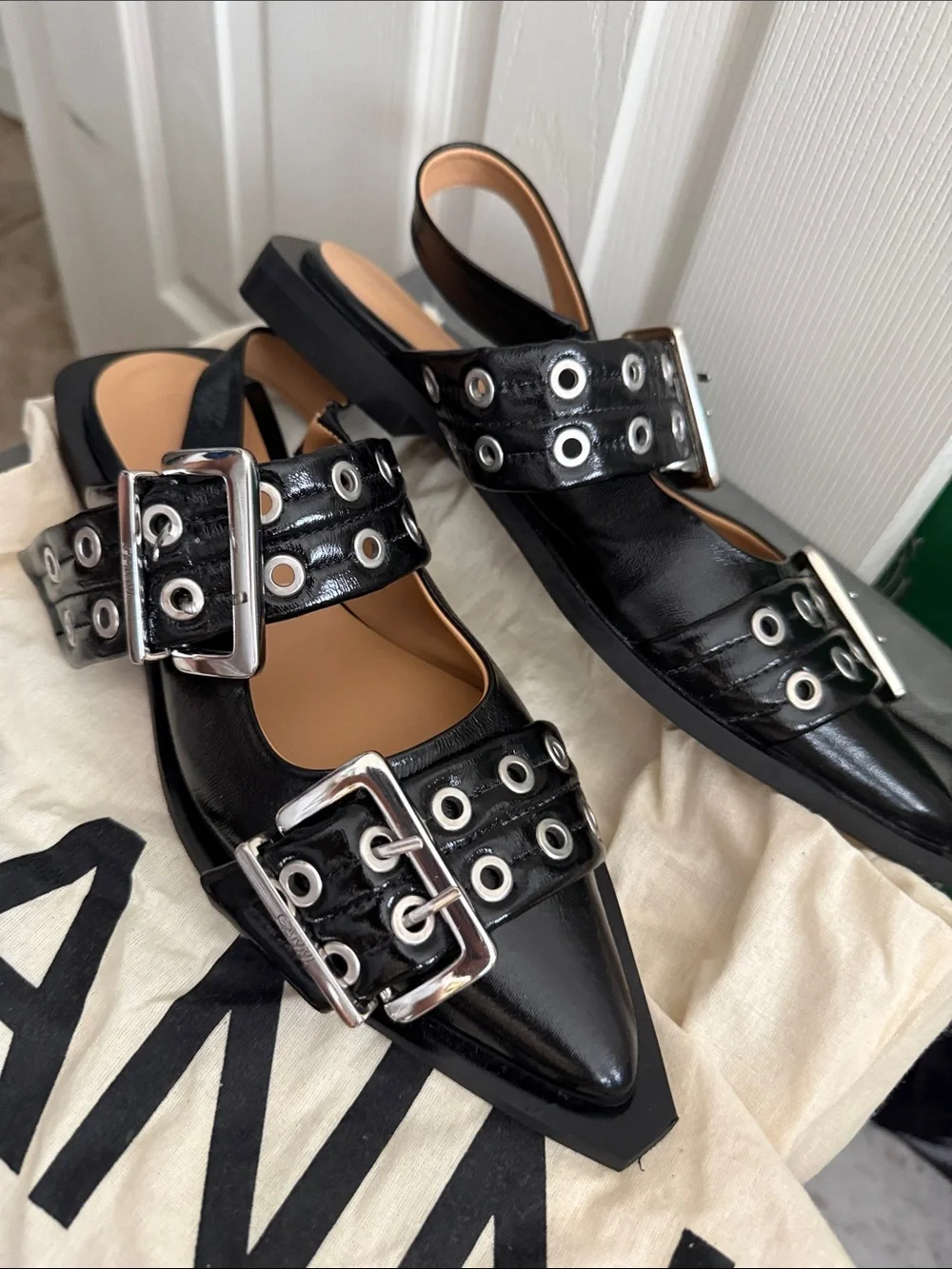 Ganni slingback flats