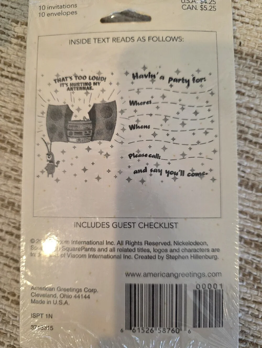 American Greetings sponge bob