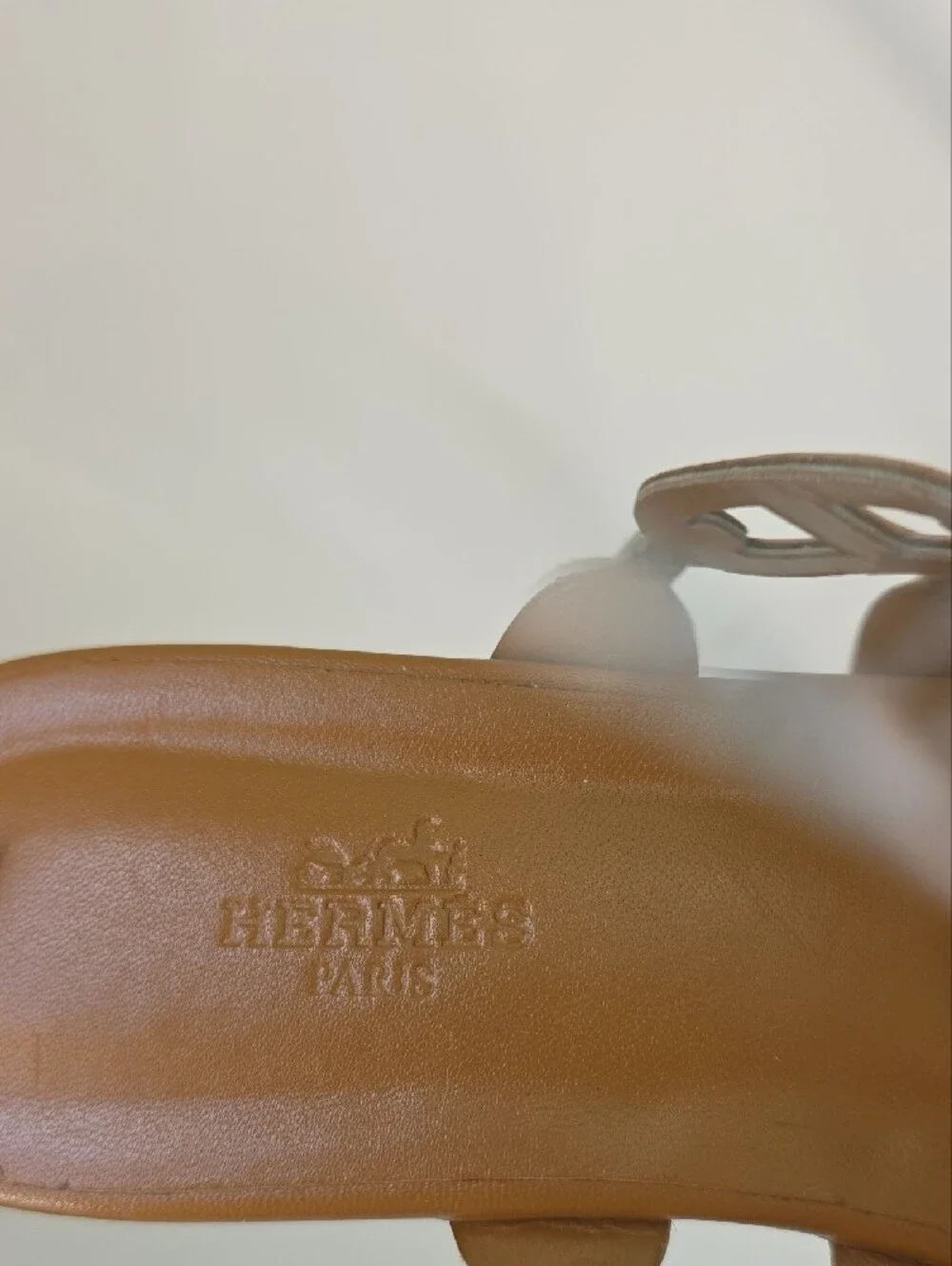 Hermes Brown Slide Sandals with Gold Chain Straps.  Size 38.  US Size 7 1/2.