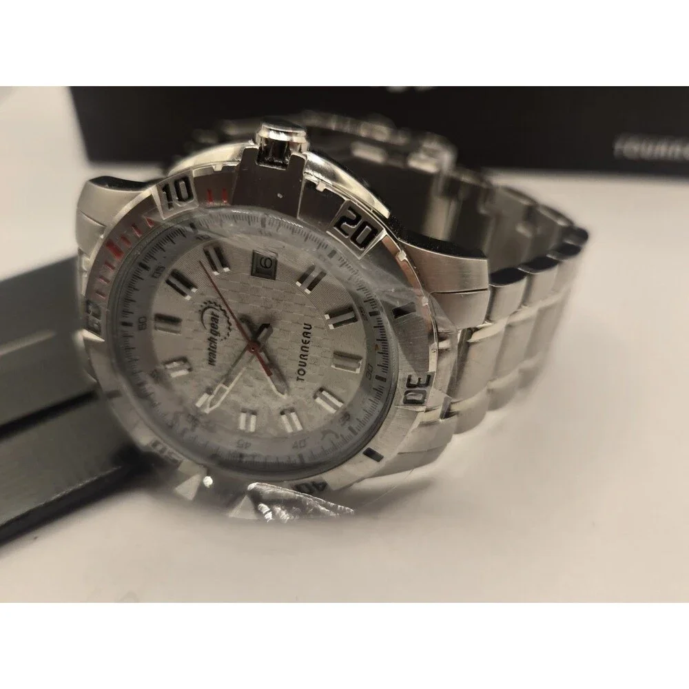 NEW Watchgear By Tourneau Men's 44mm Steel Round White Dial Bracelet Steel Watch