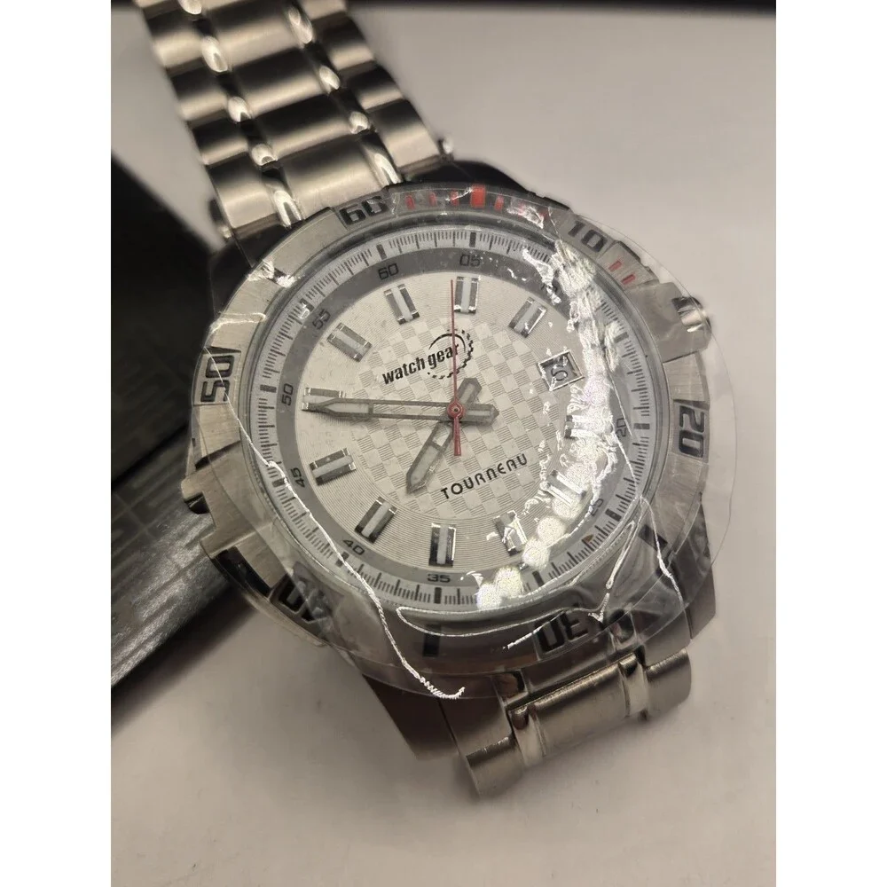NEW Watchgear By Tourneau Men's 44mm Steel Round White Dial Bracelet Steel Watch