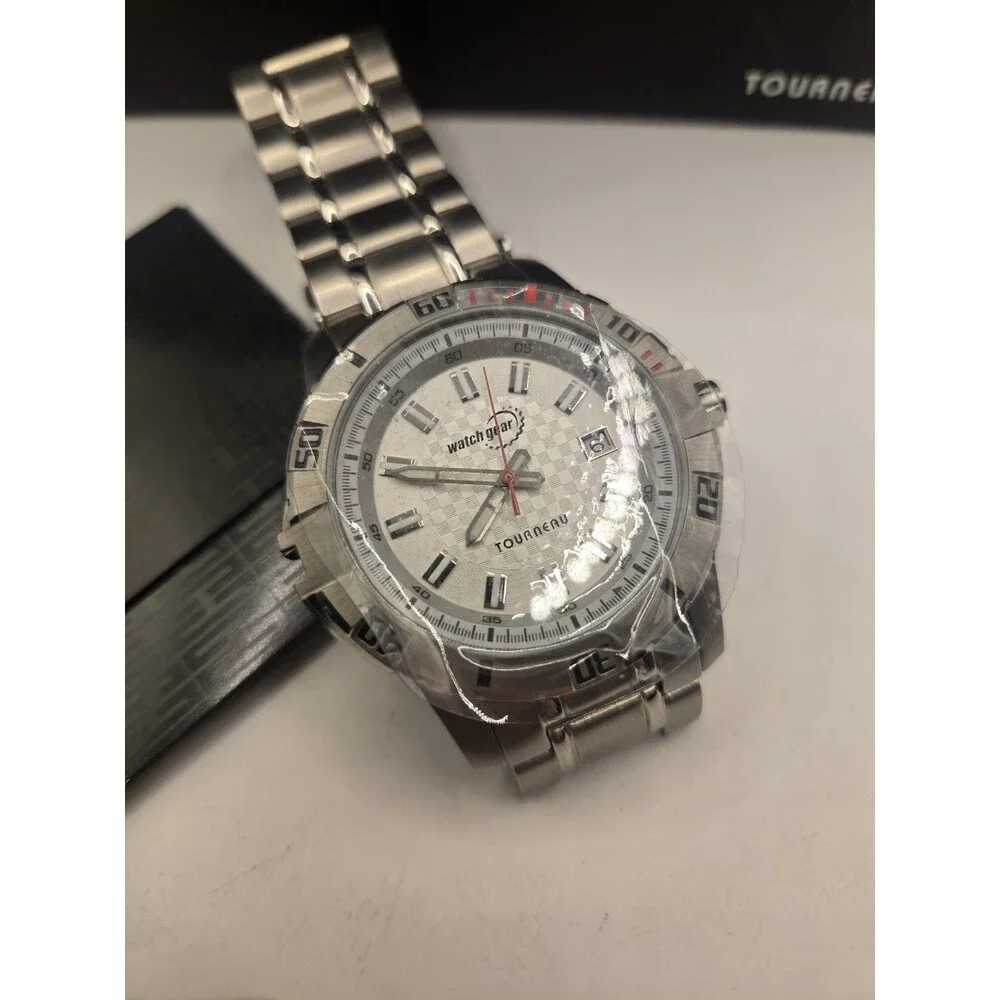 NEW Watchgear By Tourneau Men's 44mm Steel Round White Dial Bracelet Steel Watch