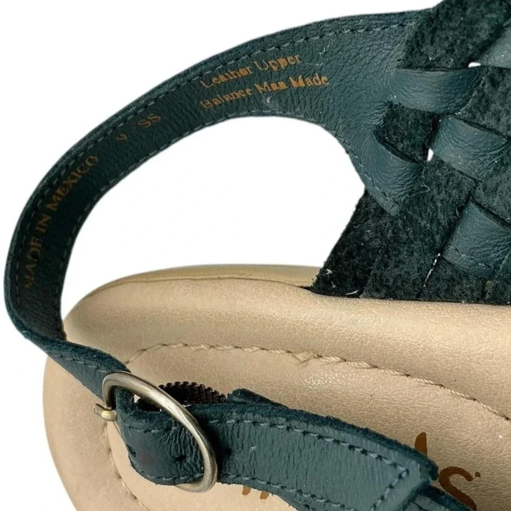 Softspots Tela Women's Slingback Huarache Sandals Navy Blue Leather 9SS Open Toe