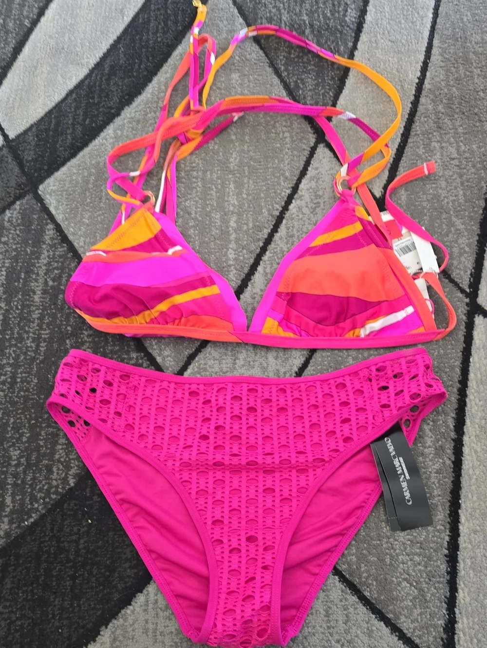 Carmen Marc Valvo Hot Pink Bottoms And Trina Turk Top Sz Lg Nwt