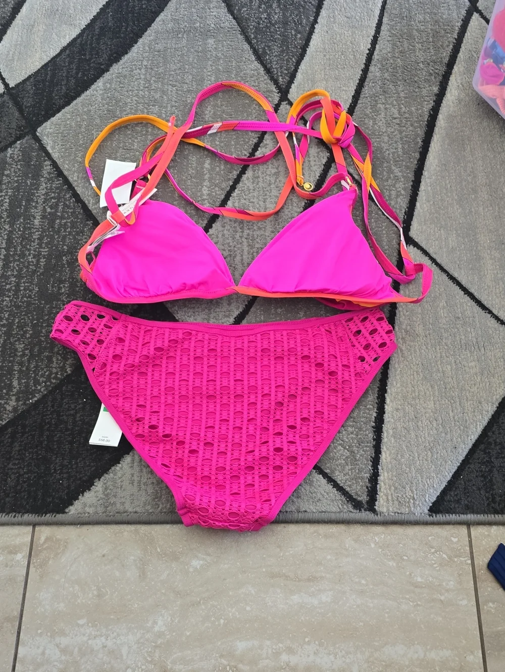 Carmen Marc Valvo Hot Pink Bottoms And Trina Turk Top Sz Lg Nwt