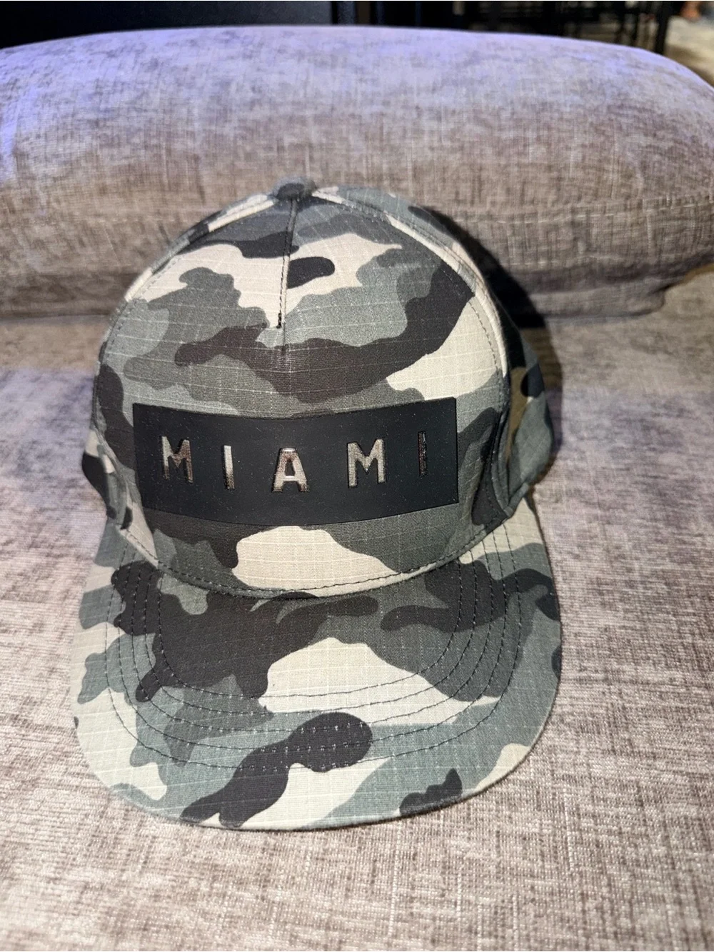 Robin Ruth Miami Camo Snapback Hat in Green, Black, Gray