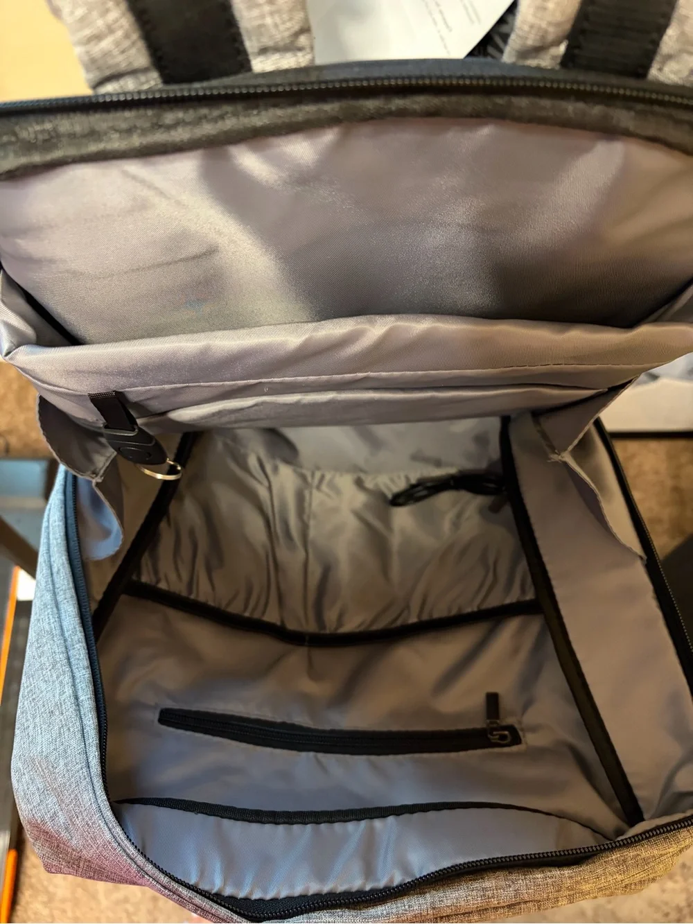 Men's Grey Slim Laptop Backpack with Front Zip Pockets