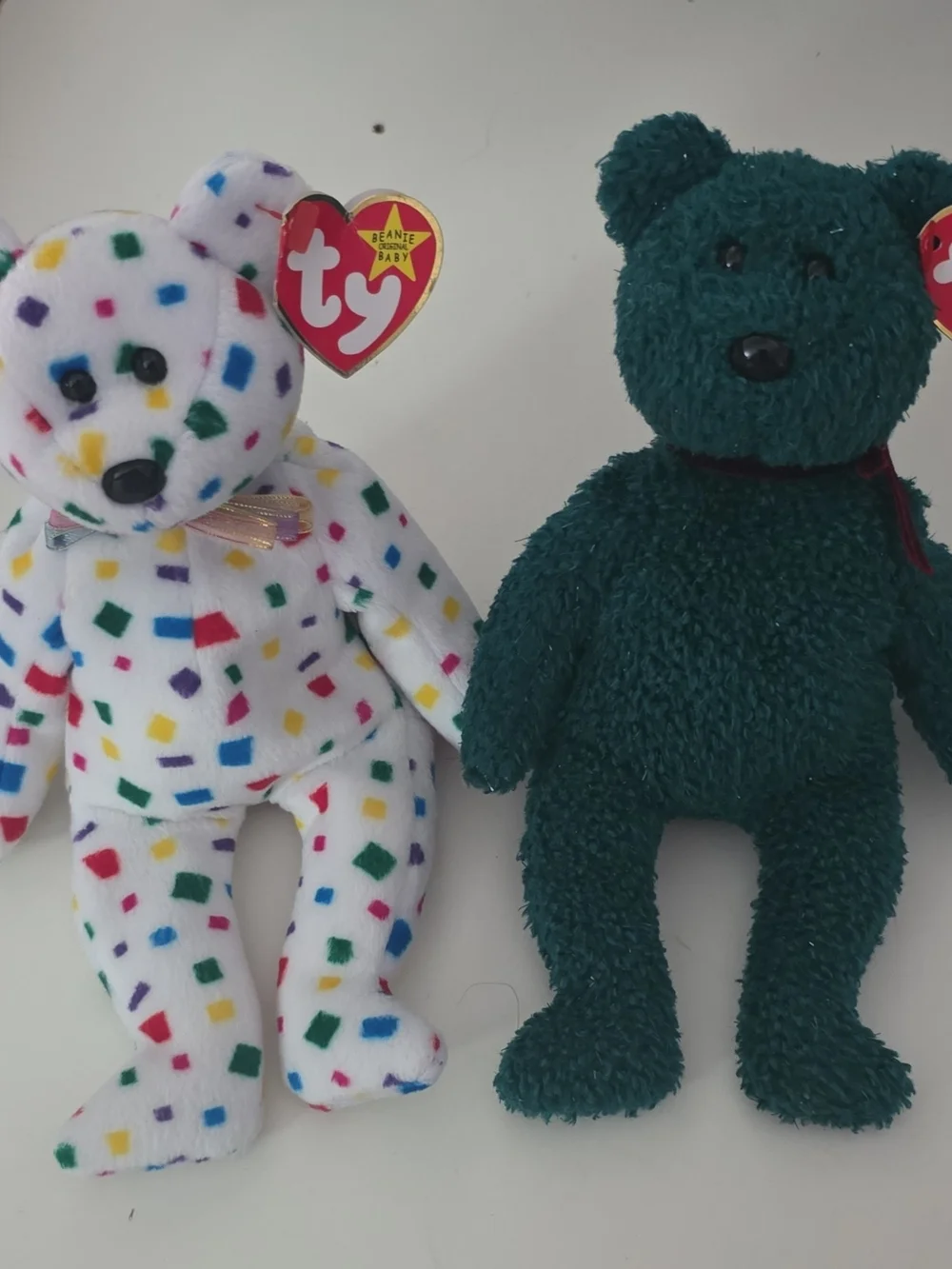 TY Beanie Baby Plush Bear - White Confetti Pattern