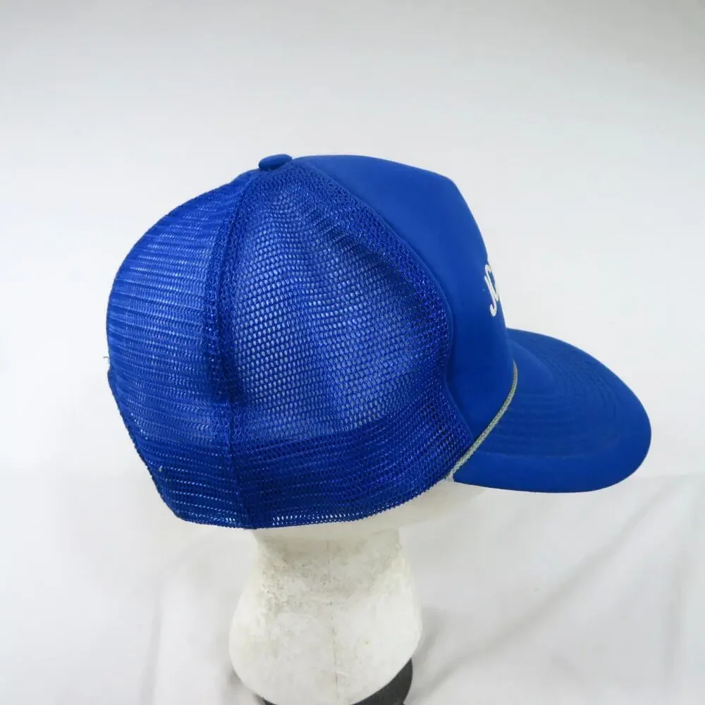 JC Penney Rope Hat Trucker Style Blue White Mesh One Size Snapback 1980s