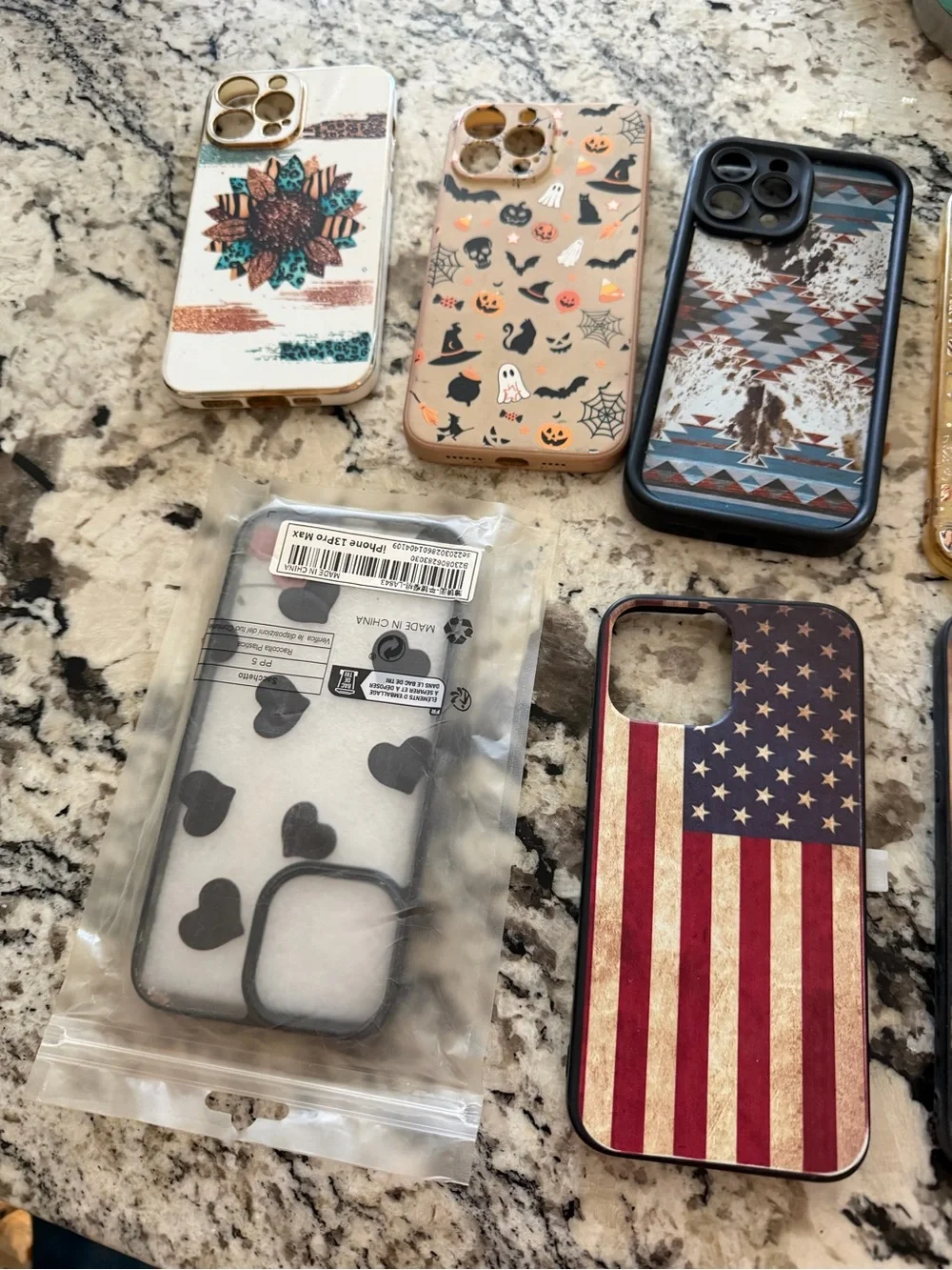 Apple iPhone Decorative Cases Assortment in Black, Red, Blue, Gold, Cream