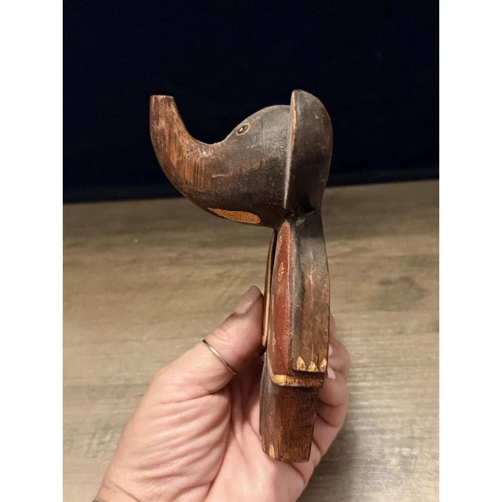 Wooden Hand Carved Elephant Hanging Wall Hook Decor Boho