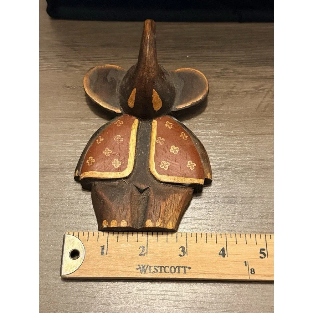 Wooden Hand Carved Elephant Hanging Wall Hook Decor Boho