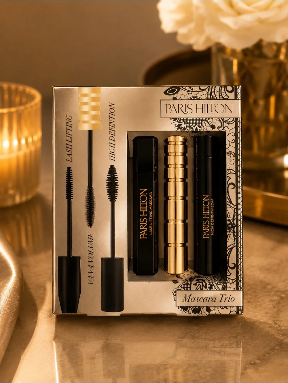 Paris Hilton Mascara Trio — Black & Gold Packaging