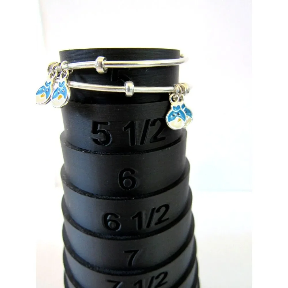 Sterling bracelet Kids Adjustable two Bangles Blue Bird Charms child size 4-5