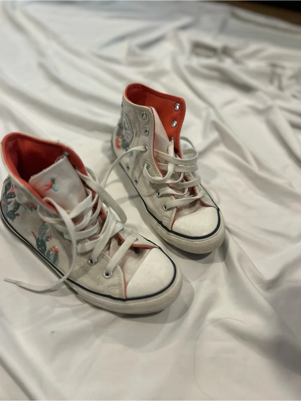 Converse Kids High-Top Sneakers White with Coral Accents