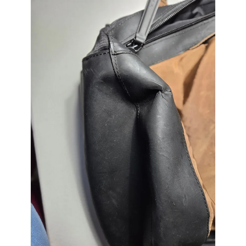 Tumi Brown Nylon Virtue Diligence Backpack Leather Trim MCM LXXV Multi Pocket