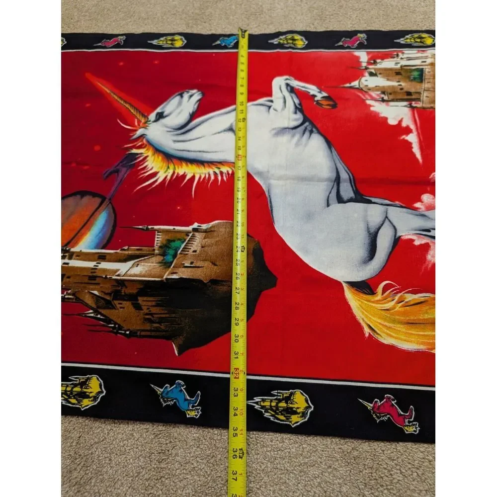 Vintage ATC NY Unicorn Fantasy Tapestry‎ Psychedelic Space Castle 80s Wall Art