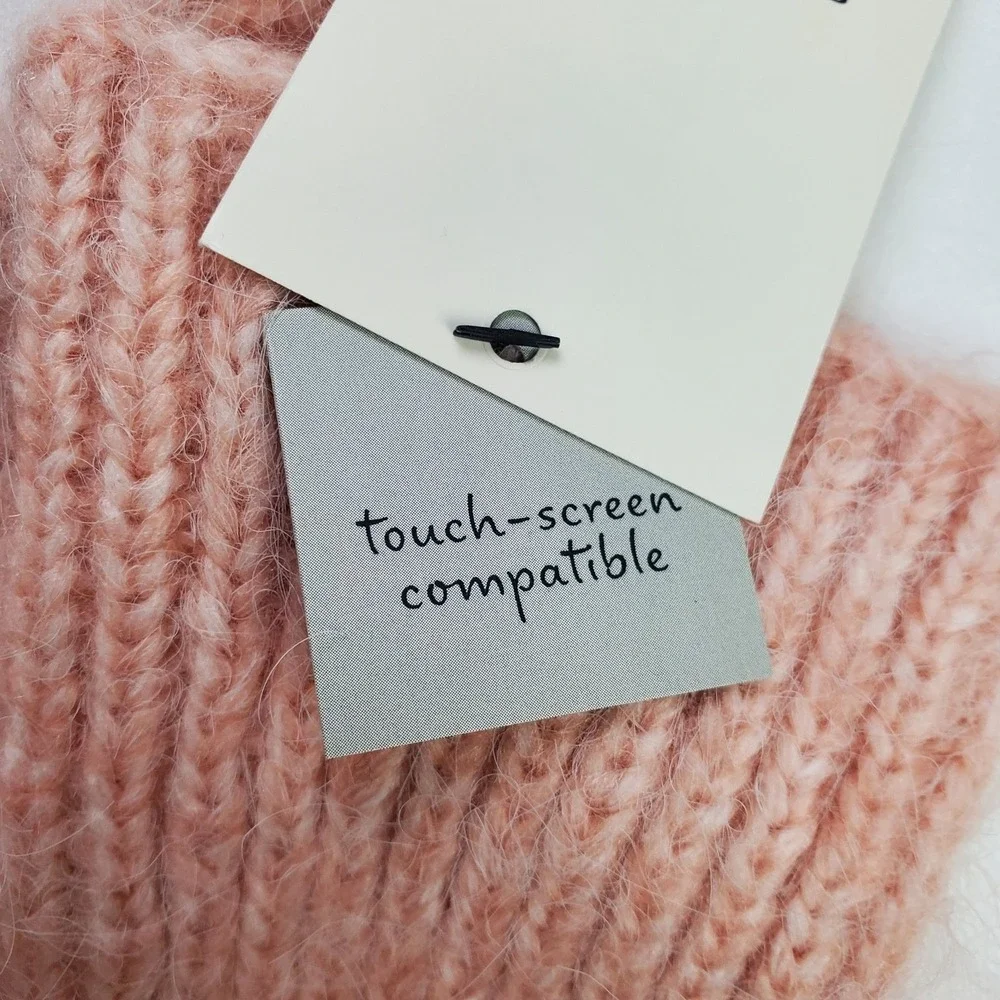 NWT A New Day Womens Knit Gloves Colorblock Pink‎ Brown Touchscreen One Size