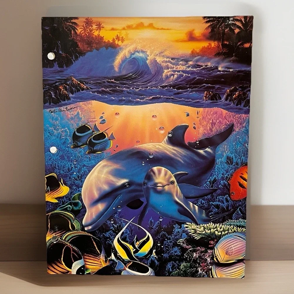 Vintage Christian Riese Lassen 3 Ring Folder Mother's Love II Dolphins Ocean