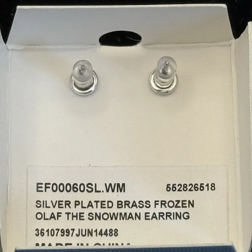 Disney Frozen Olaf Snowman Earrings Fine Jewelry Collection Silver Plate NEW Box