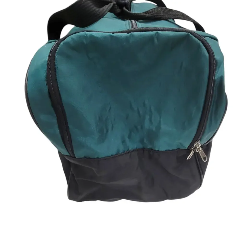 Vintage 90s Nike Duffle Bag Green Black Large Gym Travel Swoosh Made In Korea