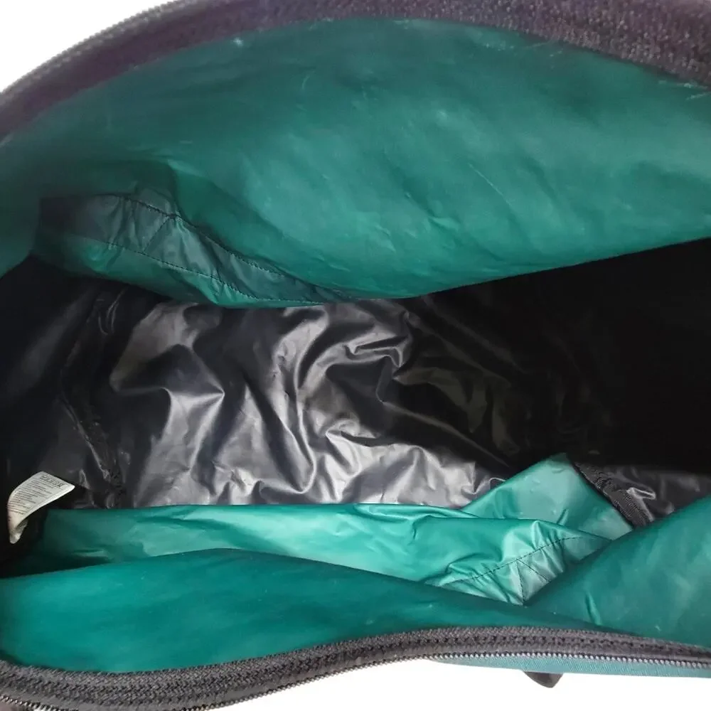 Vintage 90s Nike Duffle Bag Green Black Large Gym Travel Swoosh Made In Korea