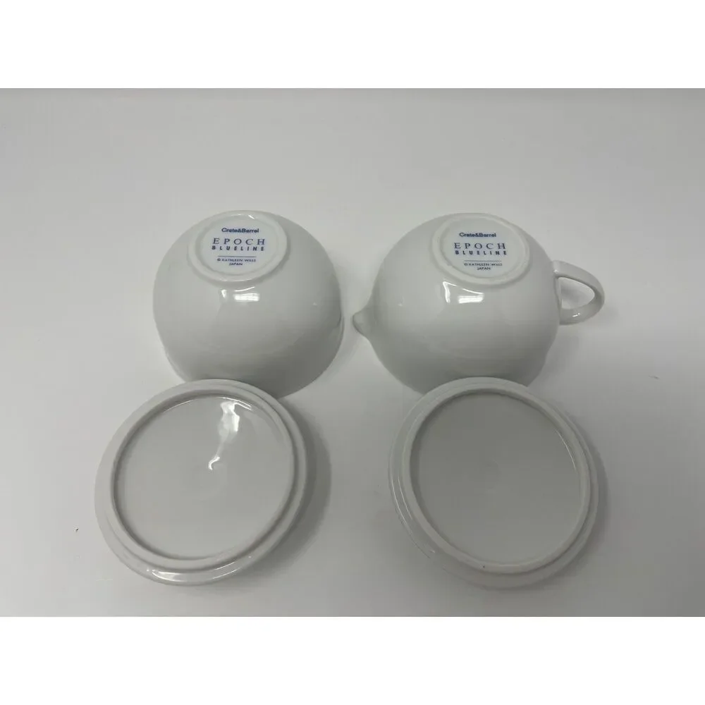 Crate & Barrel Epoch Blue Line Sugar Creamer Japan Kathleen Wills Discontinued