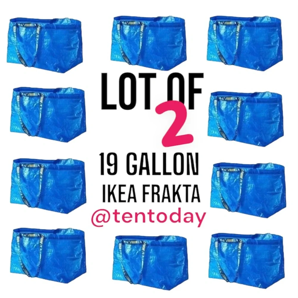NEW Lot of Two‎ 2 Frakta Large 19 Gallon Blue IKEA Tote Carrying Storage Bags