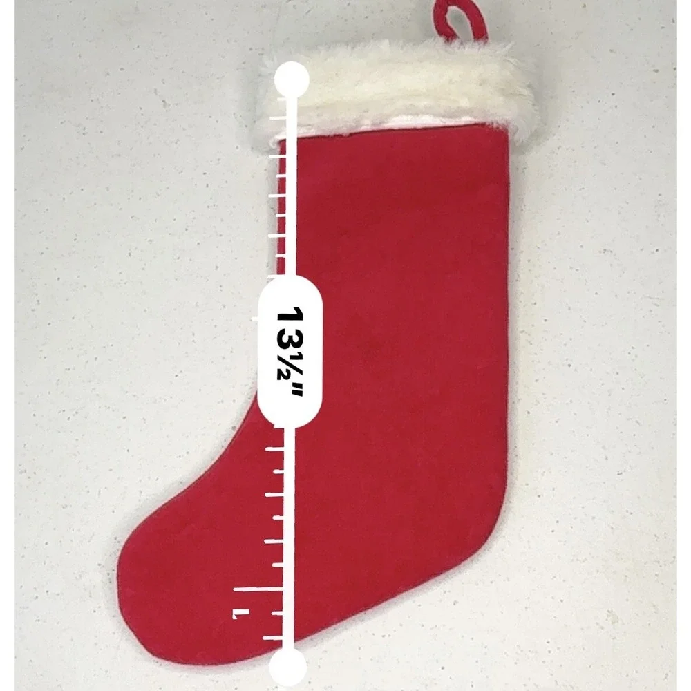 First Moments Kids Snowman Red Luxe Velvet‎ Embroidered Christmas Stocking