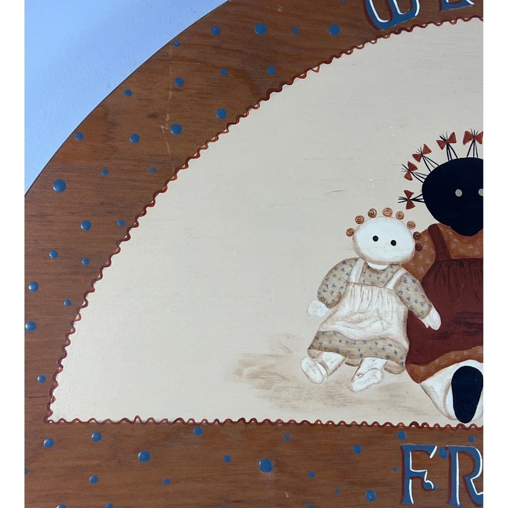 Vintage Welcome Friends Wooden Wall Sign Cottagecore Hand Painted Folk Art Wall