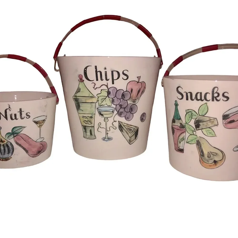 Ucagco Ceramic 3 piece Bar-set Vintage Snack Party Buckets