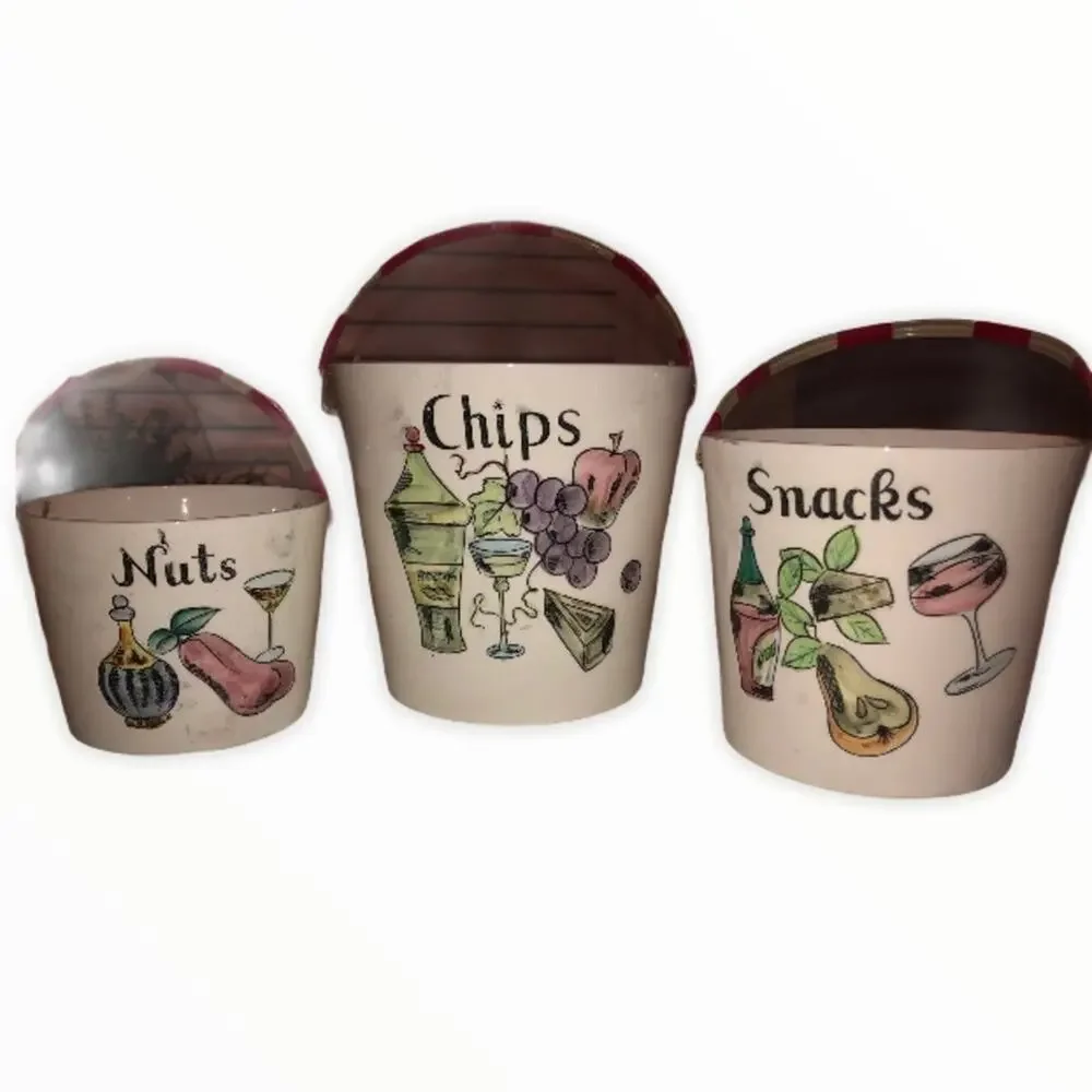 Ucagco Ceramic 3 piece Bar-set Vintage Snack Party Buckets