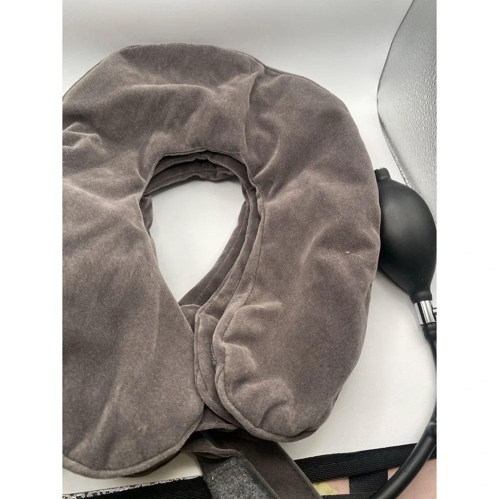 Inflatable Neck Traction Device Gray Velvet