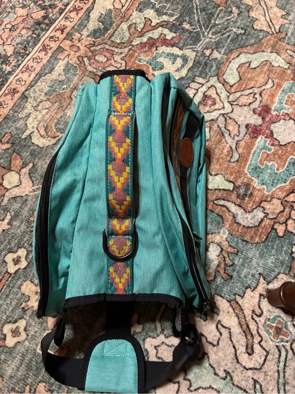 Wilder dog brand Teal Dog Harness Bag with Decorative Trim - amazing shape!