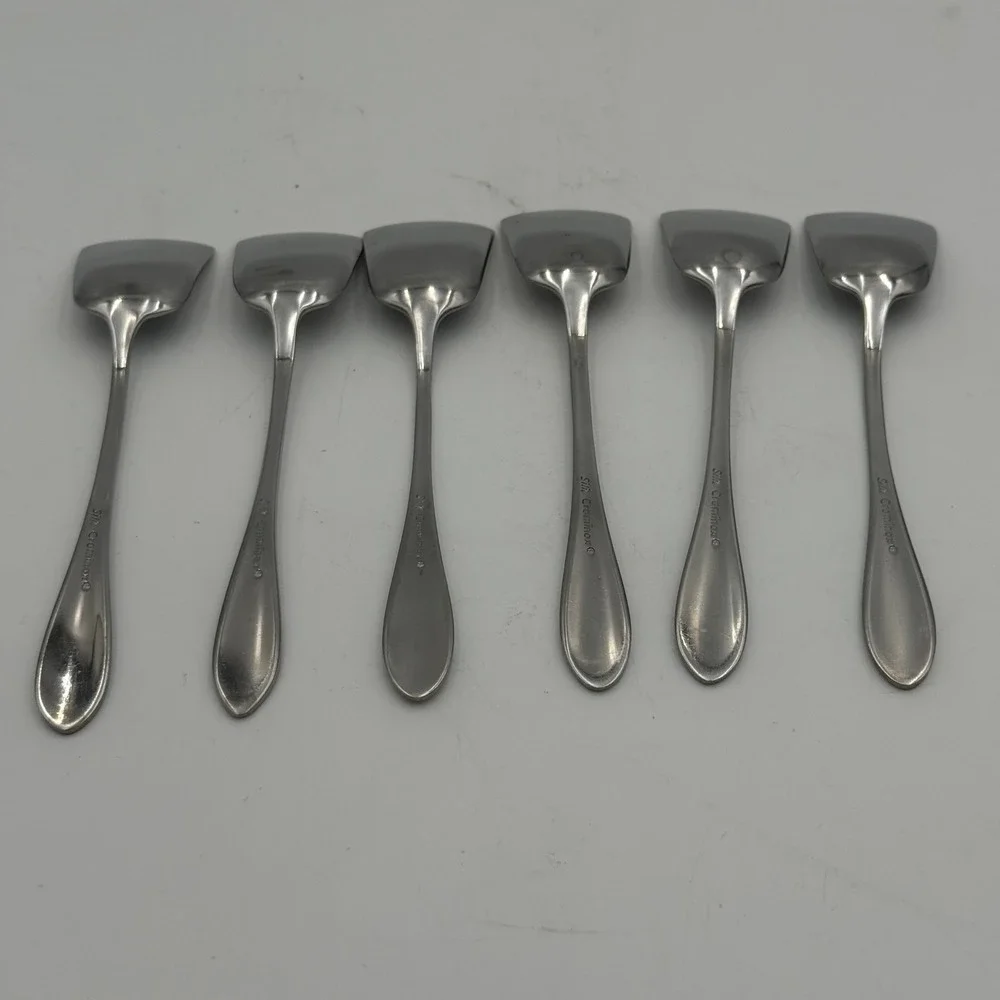 Silit Crominox SS Ice Cream Spoons Square Spade Bowl Set of 6 Vintage