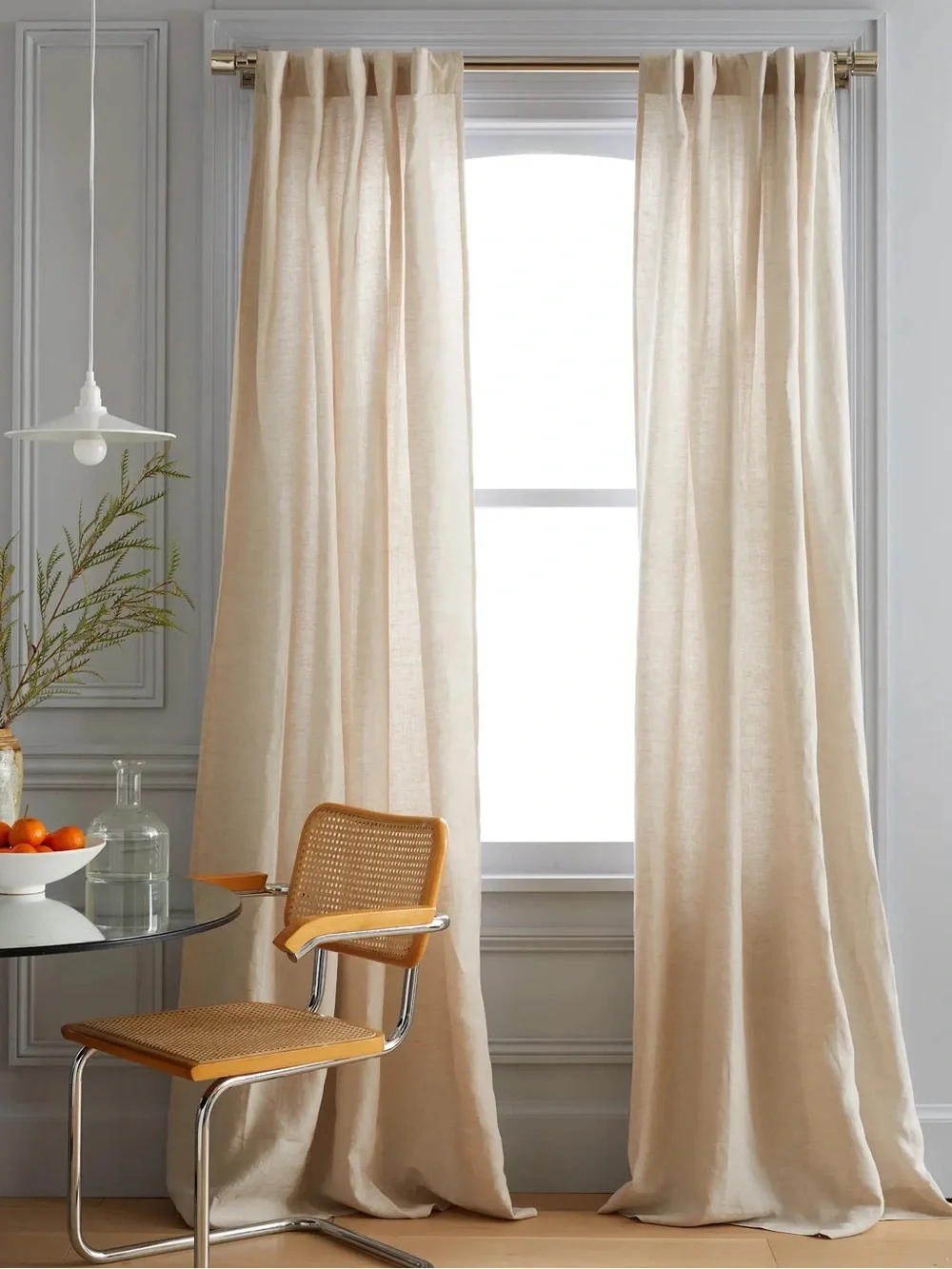 NWT QUINCE Set Of 2 48x108 European Linen Curtains Flax 0047