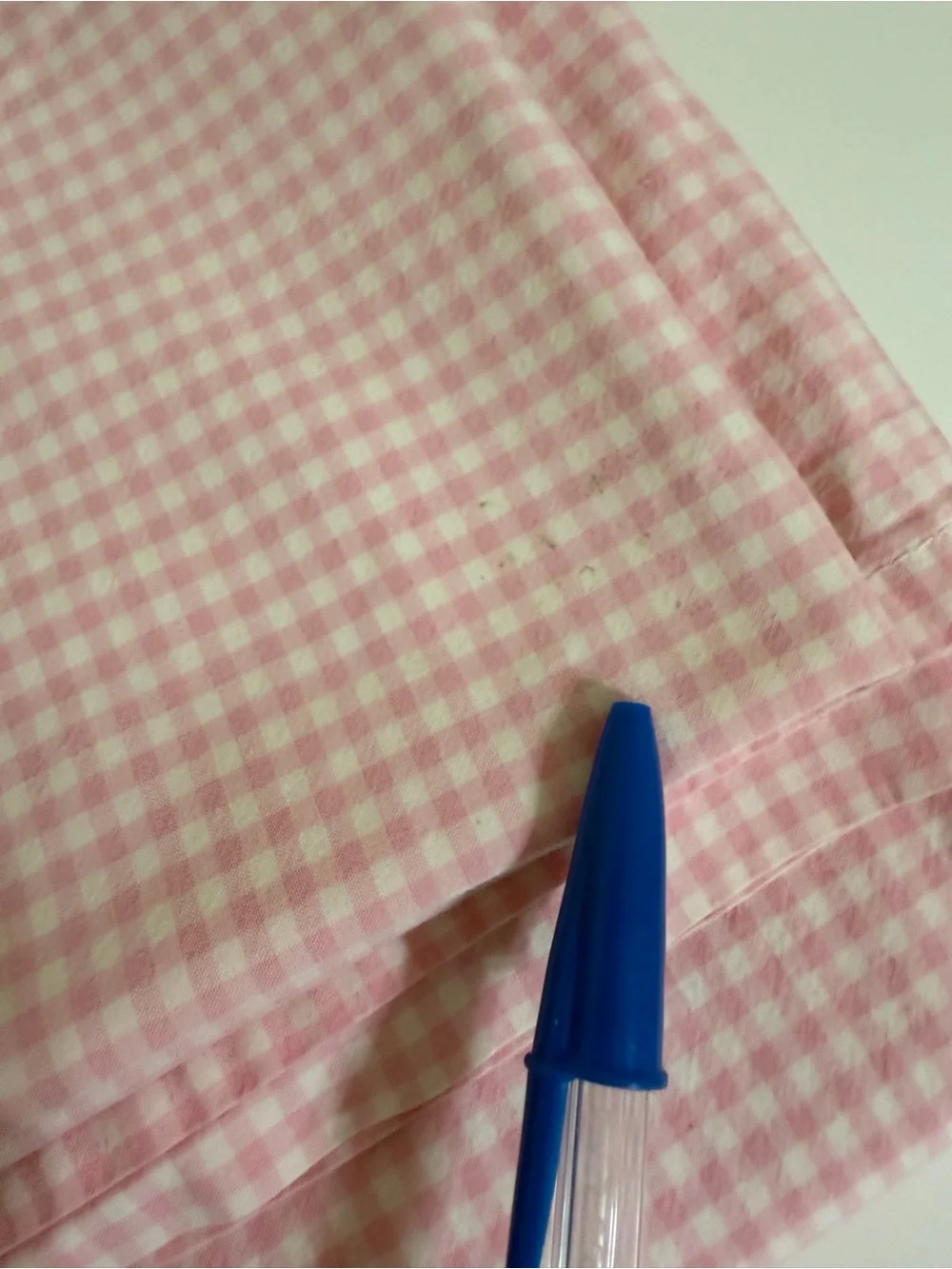 Vintage Pottery Barn Kids Twin Pink White Gingham Tiny Check Flat Sheet