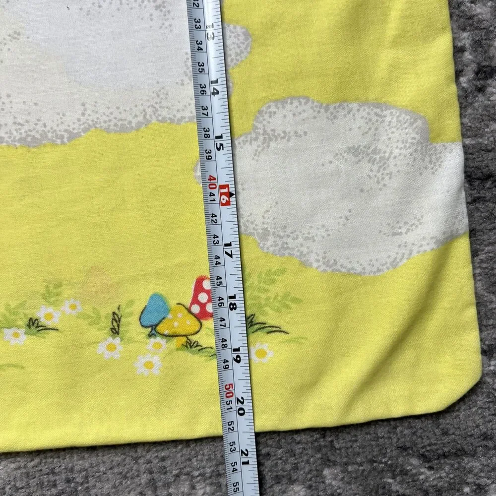 Rare Vtg 80's Walt Disney Dumbo Circus Yellow Pillow Case Crows Mushrooms 30x20