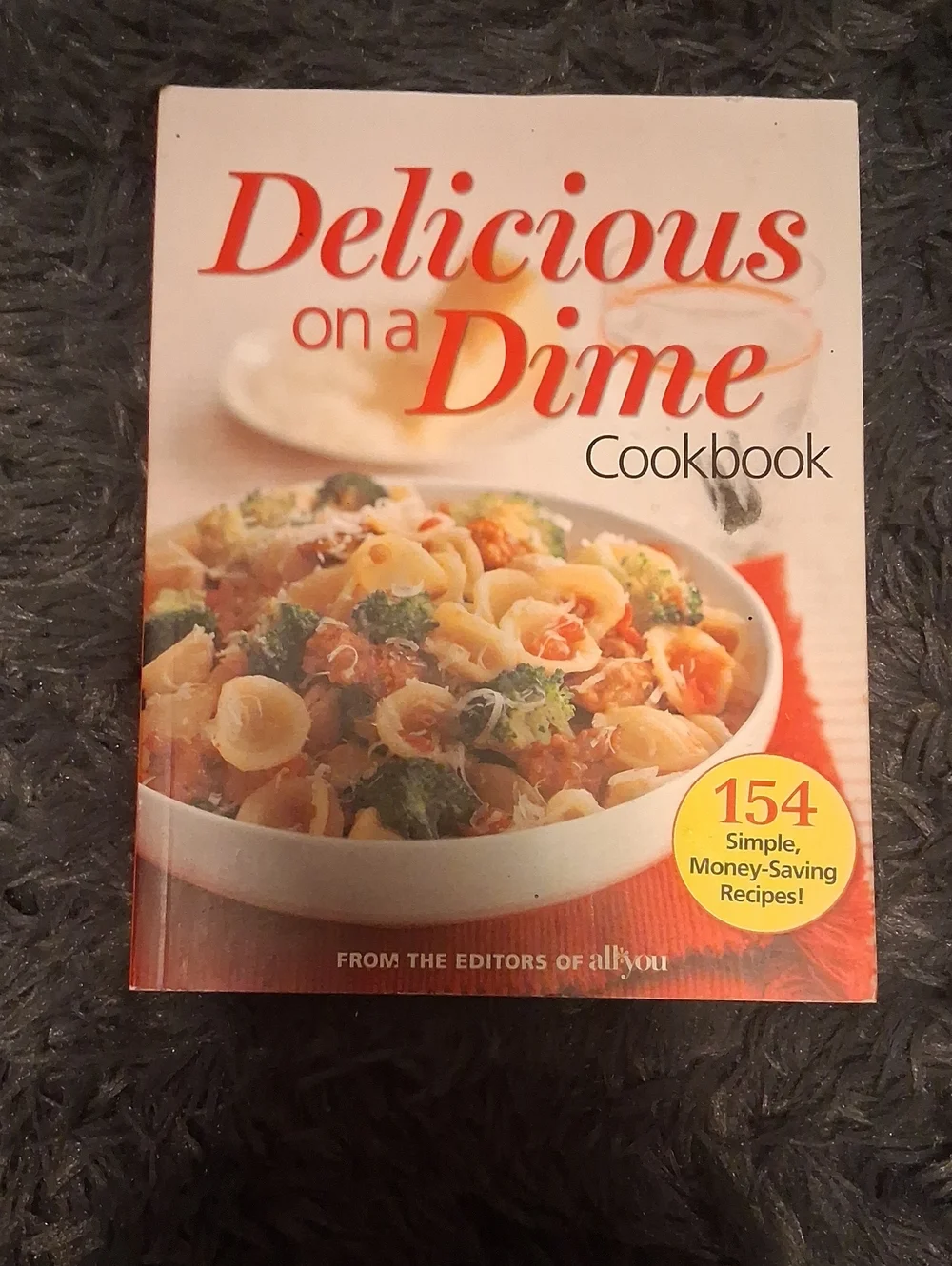 Delicious on a Dime Cookbook by - White & Red Cover