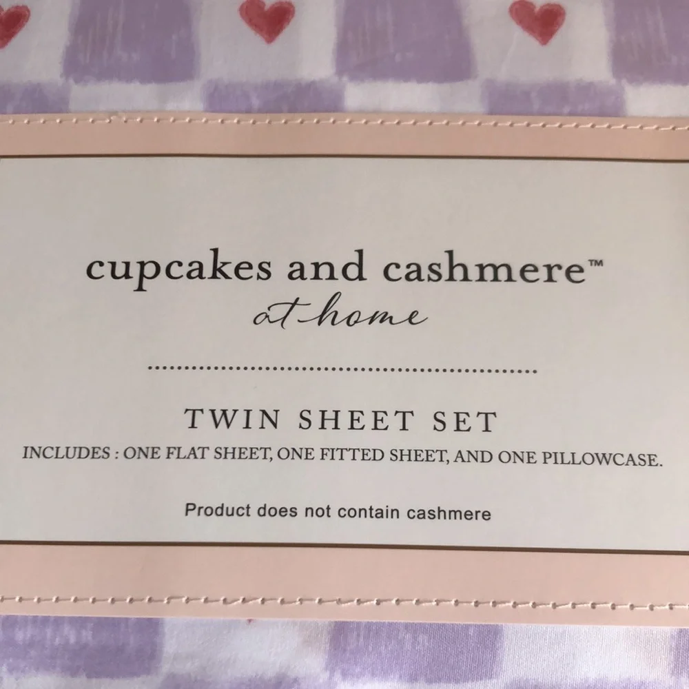 Cupcakes & Cashmere Purple and Red HEARTS Twin Sheet Set